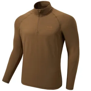 Men's Midweight Thermal Base Layer  Shirt 1/4 Zip Pullover FS20M - Dark Brown / Small