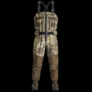 DeepWade Men's Duck Hunting Waders | Breathable Zip-Up Chest Waders with Bootfoot & Hunting Bibs | Waterproof Nylon Camo Waders for Waterfowl
