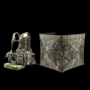 StrutBack Kickstand Turkey Vest with Built in Chair and See Through Panel Blinds Hunting Turkey Bundle