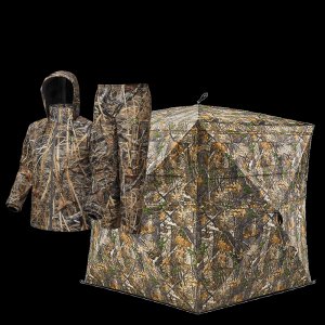 VisX/VisMax 270 Degree 3 Full Panels See Through Hunting Blind and Rain Suit Bundle