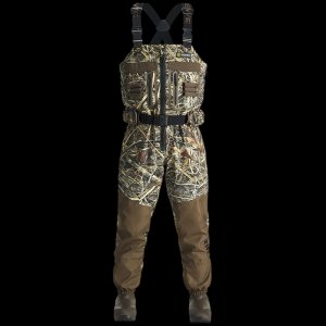 DeepWade Duck Hunting Waders for Men | Breathable Waterproof Bootfoot Zip Front Chest Waders | Durable Camouflage Nylon Hunting Bibs with Zipper