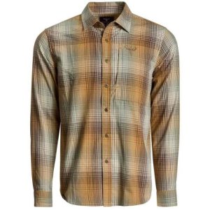 Kings Camo Men's Modern Button Down Long Sleeve Casual Shirt - Modern Khaki Plaid