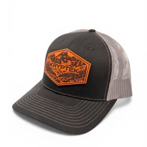 Kryptek Mountain Range Leather Patch Hat Richardson 112 - Black Trucker Snapback