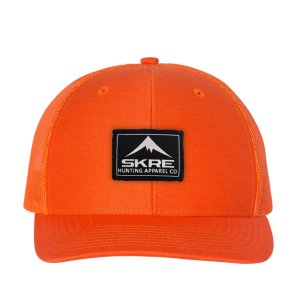 Square Black Patch Hat - Blaze Orange