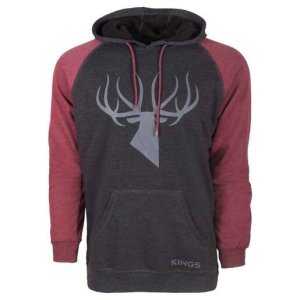 Kings Camo Men's Triblend Fleece Casual Hoodie - Charcoal/Maroon