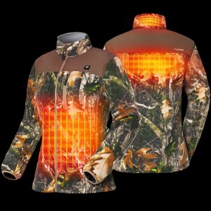 FLASH SALE Women's Heated Jacket Fleece with Battery Pack, Rechargeable Coat for Hunting (Black, Camo, Size S-XXL)