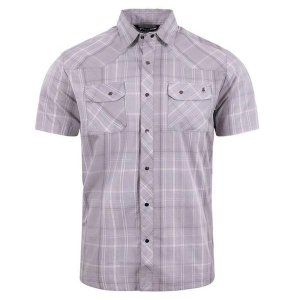 Men's Stone Glacier Breaks Snap Button Up Shirt  Stone Plaid