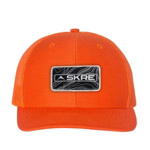 Trucker Black Topo Patch Hat - Blaze Orange