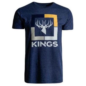 Kings Camo Men's Block Logo Short Sleeve Casual Shirt - Heather Denim