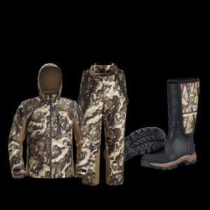 Altus Ultra Silent Water Resistant Hunting Suit and Neoprene Rain Boots Bundle