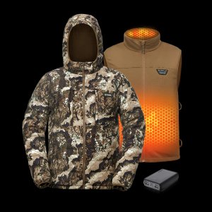 UniHeat Hunting Jacket with Heated Vest for Men | 3 in 1 Heated Coat with 15000mAh 12V Battery Pack | Camo Clothing & Cold Weather Deer Hunting Hoodies Gear