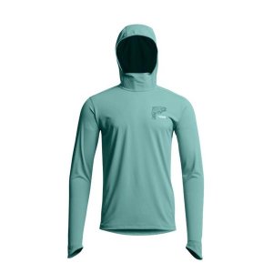 Men's Sitka Radiant Graphic Sun Fly Fishing Hoodie  Aqua Trout