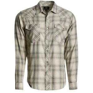 Kings Camo Men's Western Snap Flannel Long Sleeve Casual Shirt - Western Khaki Plaid