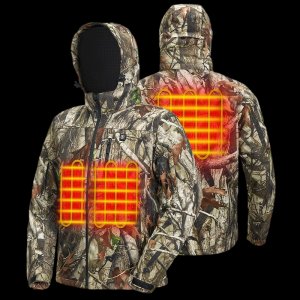 Men's Soft Shell Heated Jacket Coat with Detachable Hood and Battery Pack