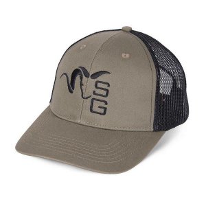 Men's Stone Glacier Centered Ram Trucker Hunting Adjustable Hat One Size Sage